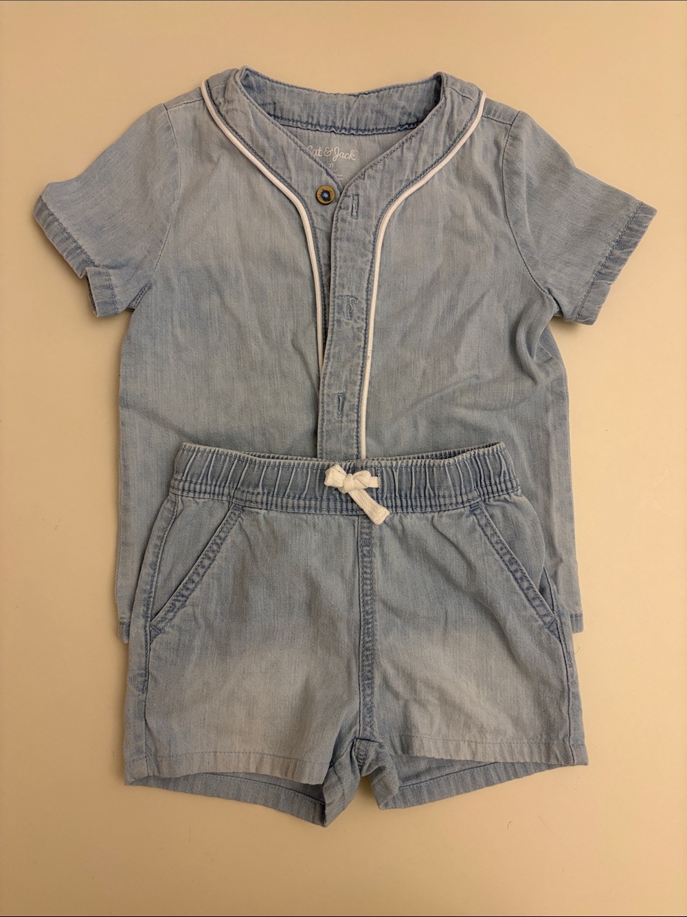 Cat & Jack Light Blue Denim-Style Kids Short Set